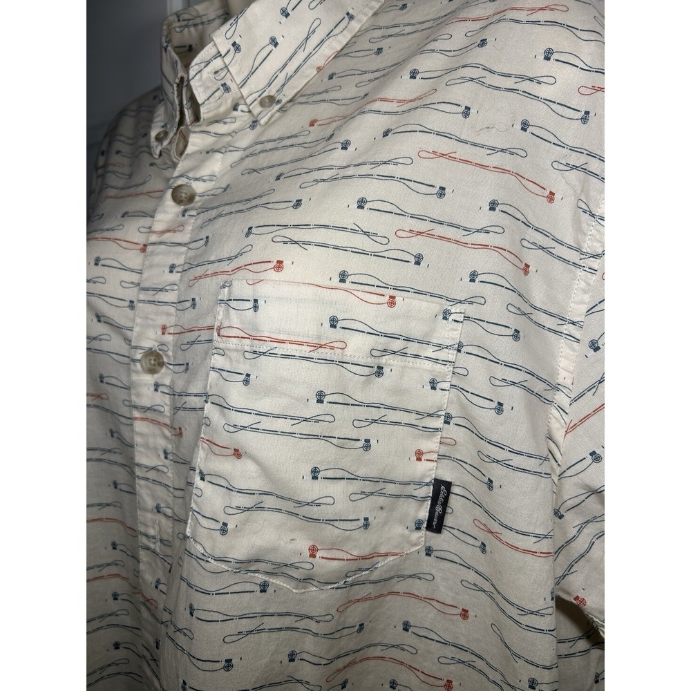 Eddie Bauer Fishing Novelty Print Button Up Shirt Mens XL - Picture 2 of 12